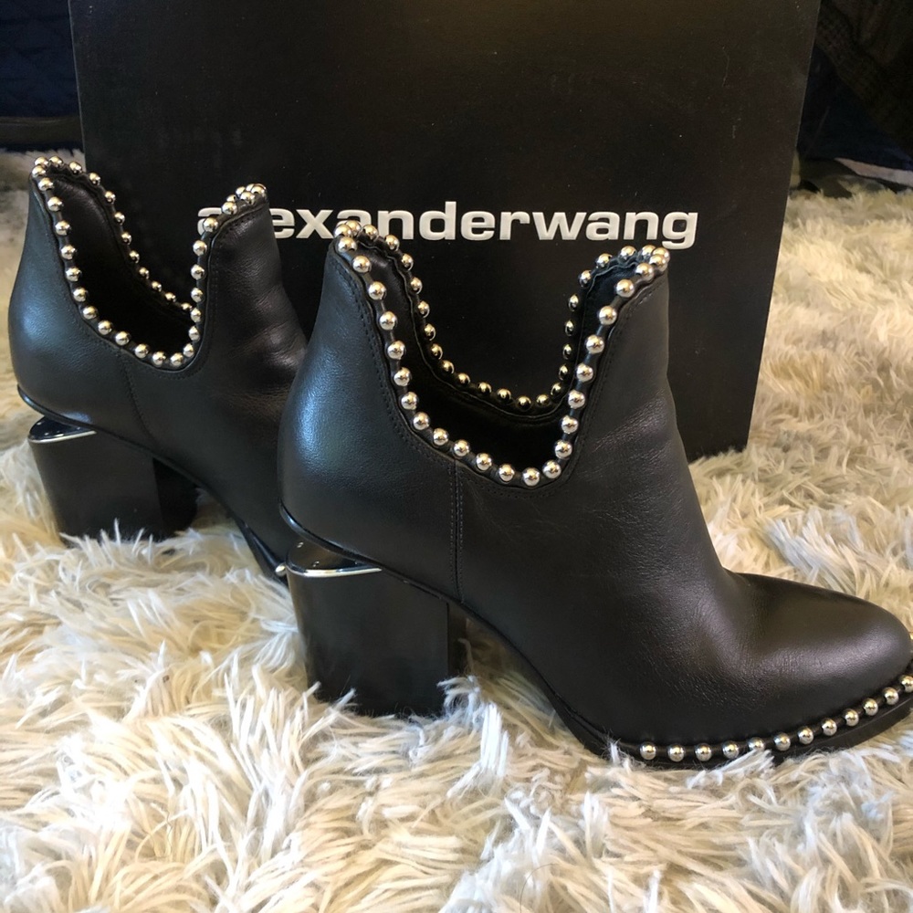 ALEXANDER WANG Gabi Cutout Studded Boots Size 36